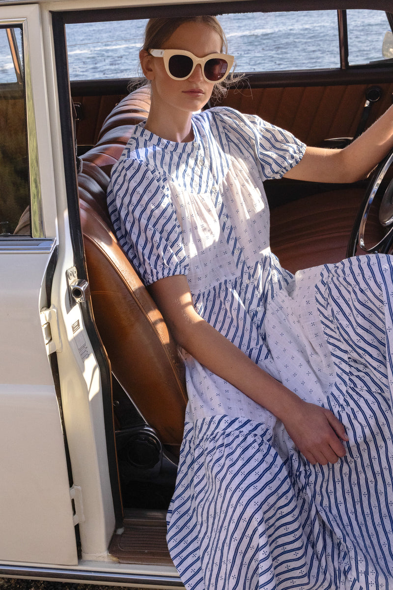 Scoop Tiered Midi- Dipsy Navy