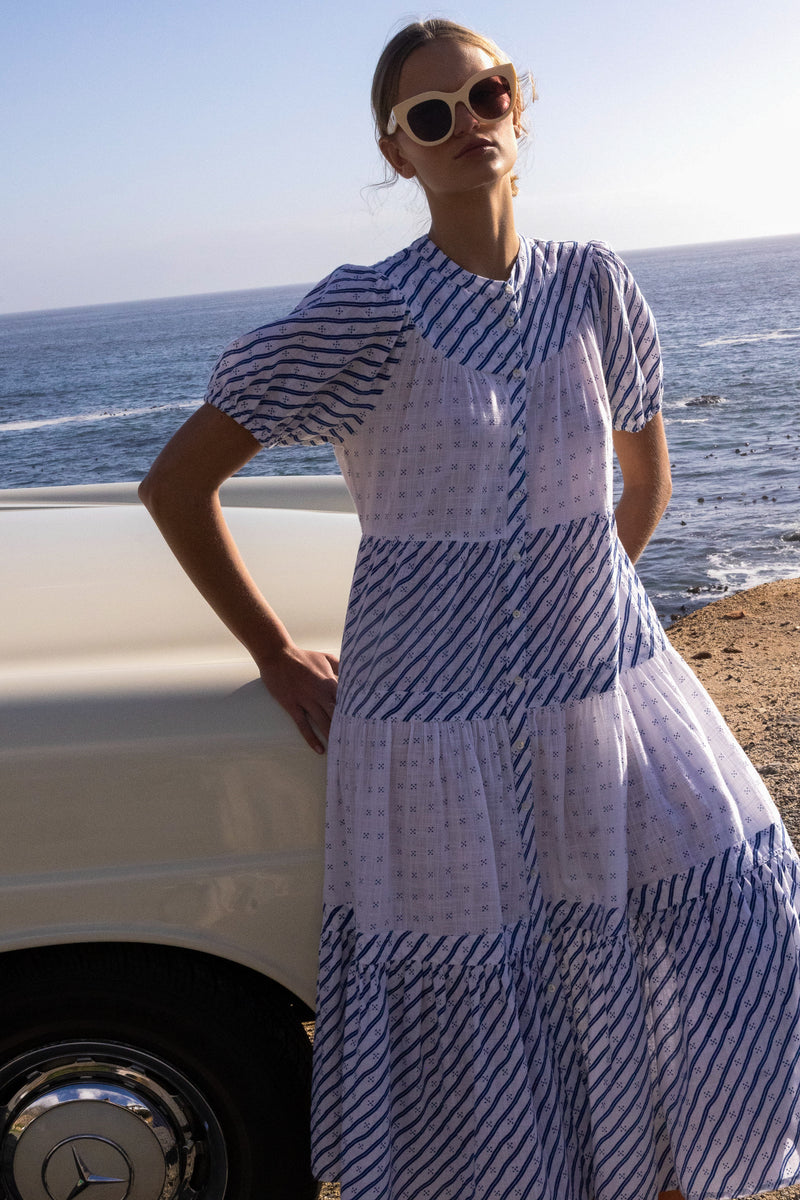 Scoop Tiered Midi- Dipsy Navy