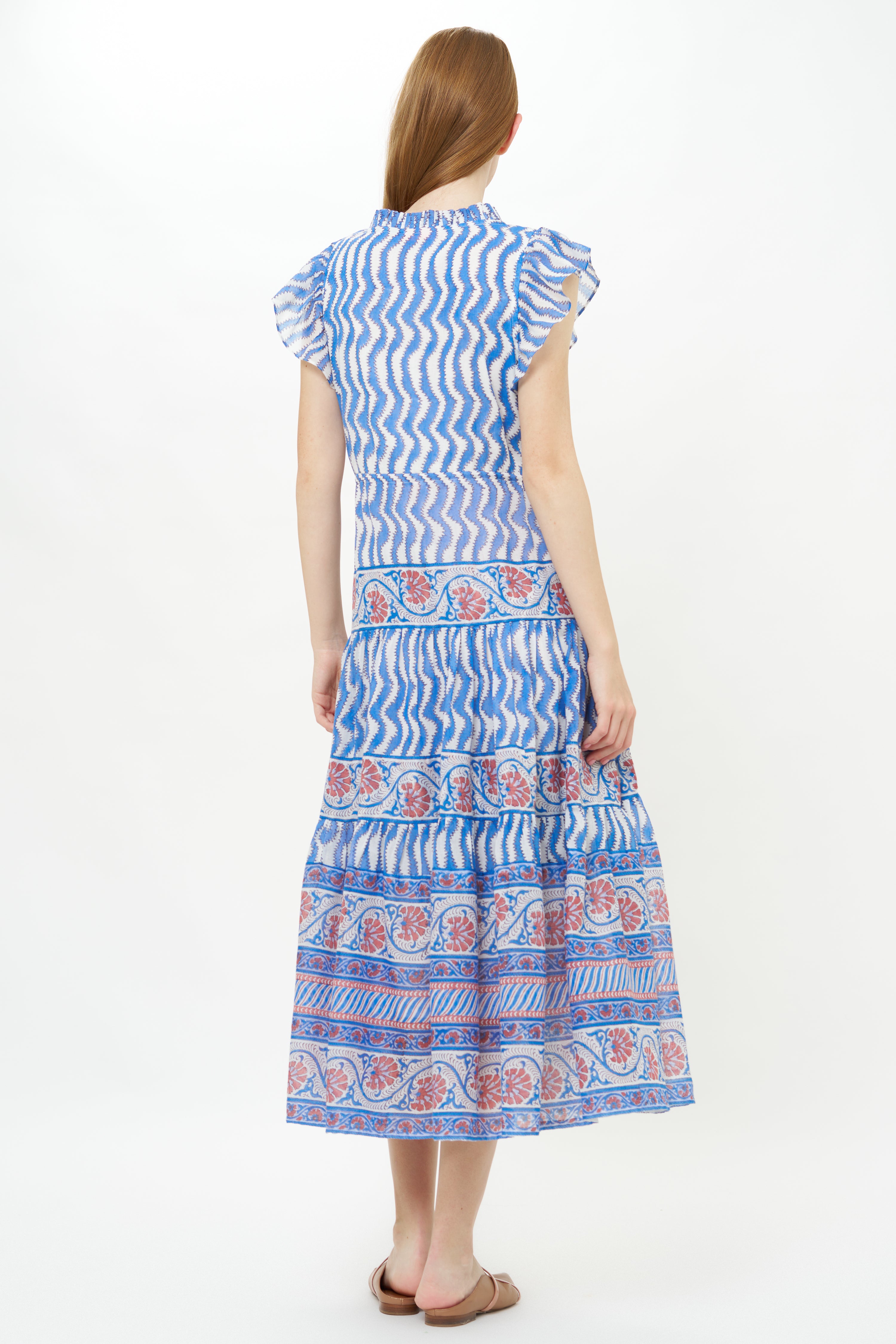 Cinched Flirty Midi- Sierra Blue