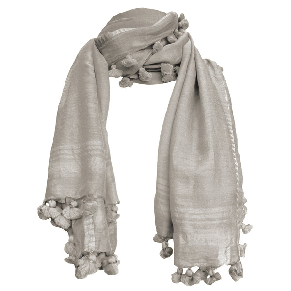 Grey Tassel Scarf