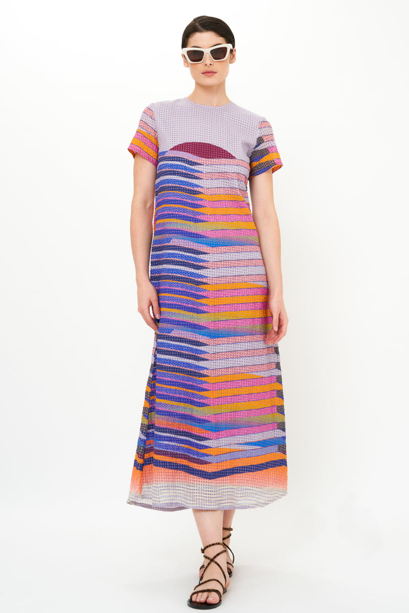 Short Sleeve Shift Maxi- Solstice Blue