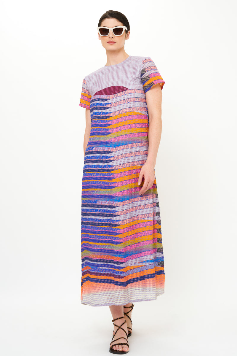 Short Sleeve Shift Maxi- Solstice Blue