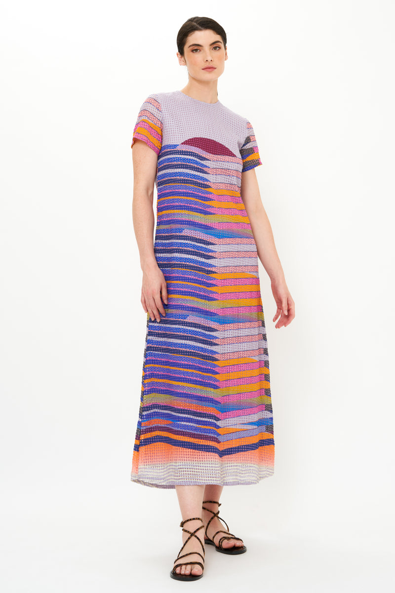 Short Sleeve Shift Maxi- Solstice Blue