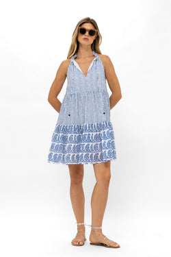 Sleeveless Tiered Short- Sorrento Blue