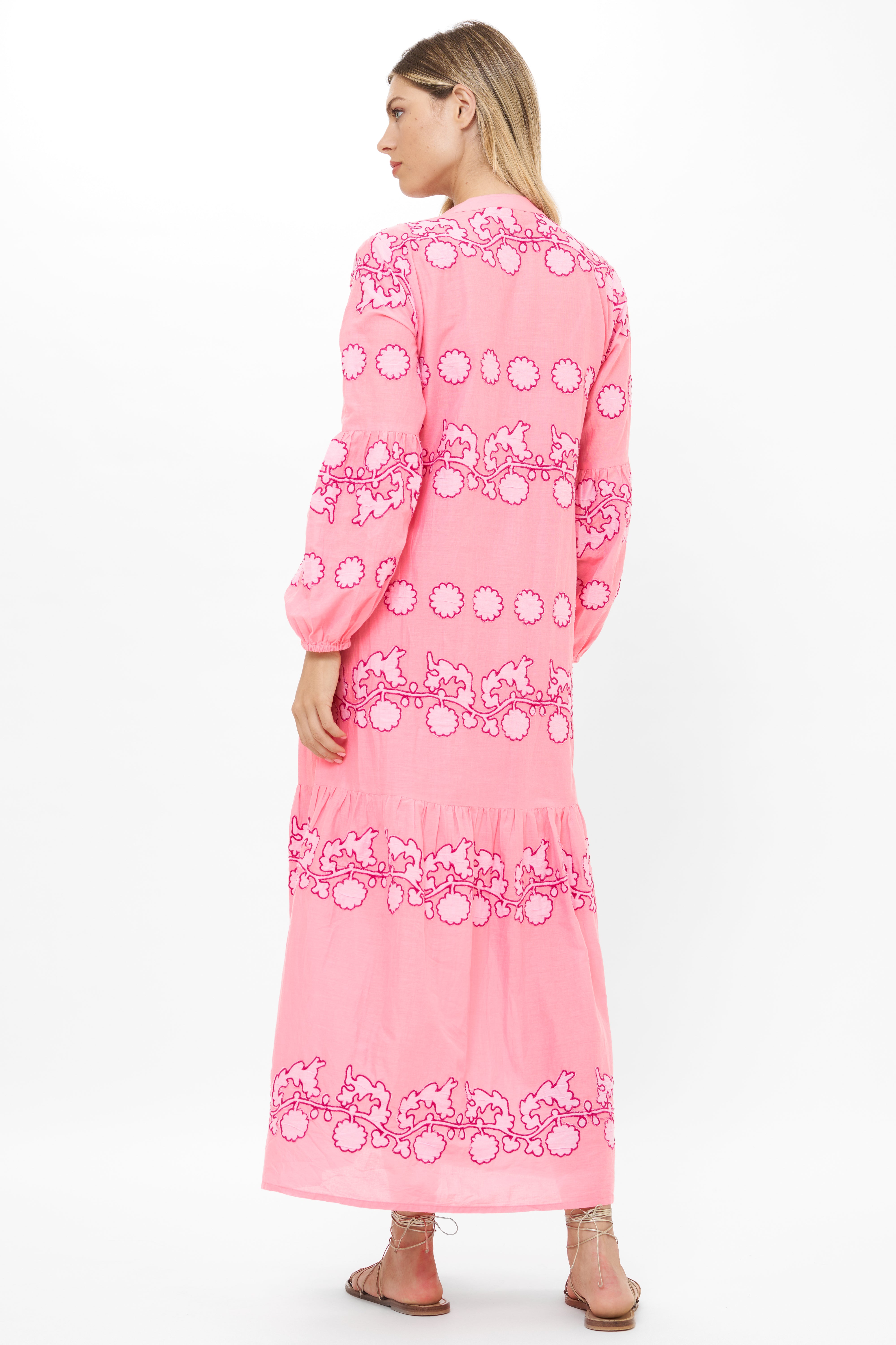 Balloon Sleeve Maxi- Tangier Pink