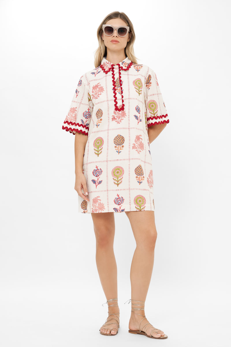 Collared Shirt Dress Mini- Taormina Cream