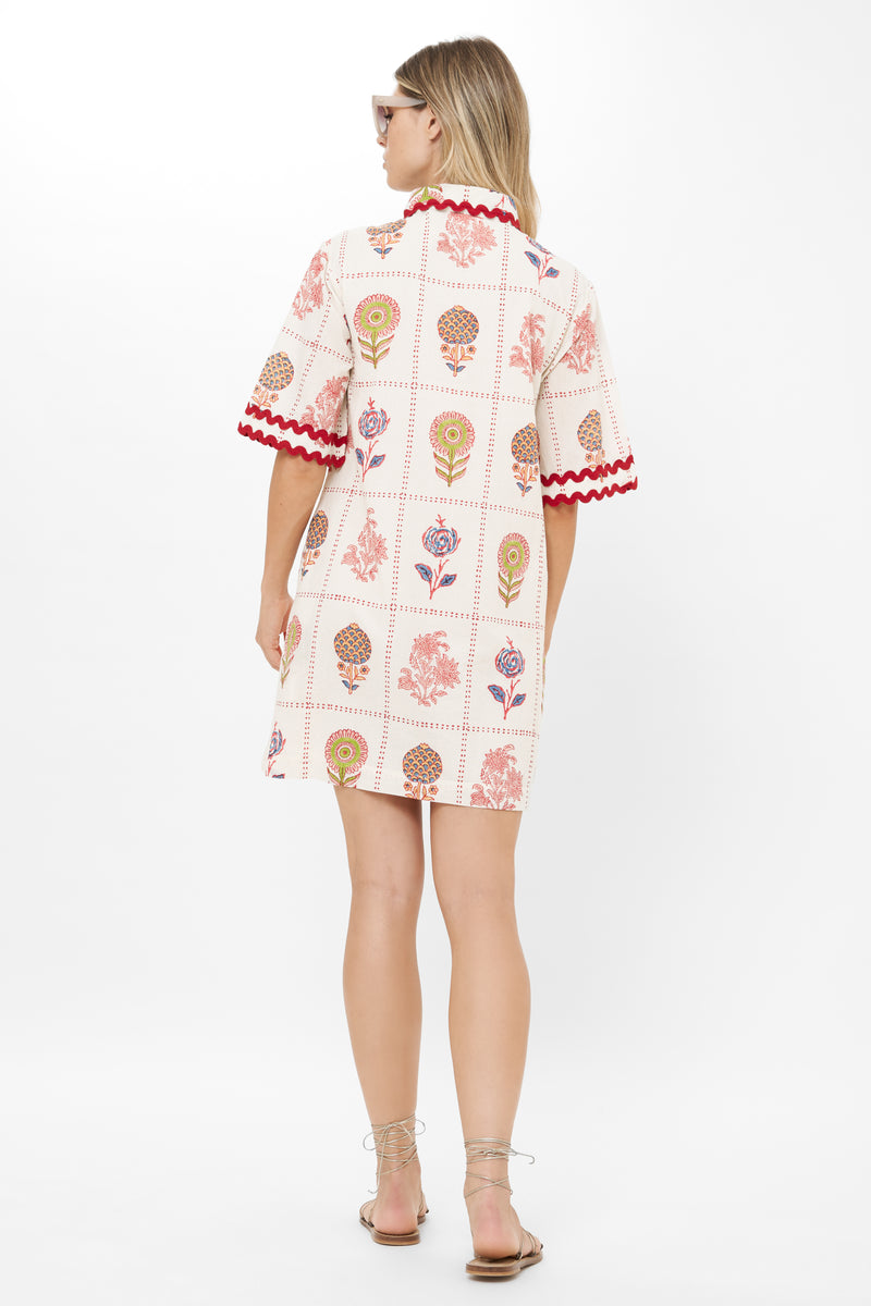 Collared Shirt Dress Mini- Taormina Cream
