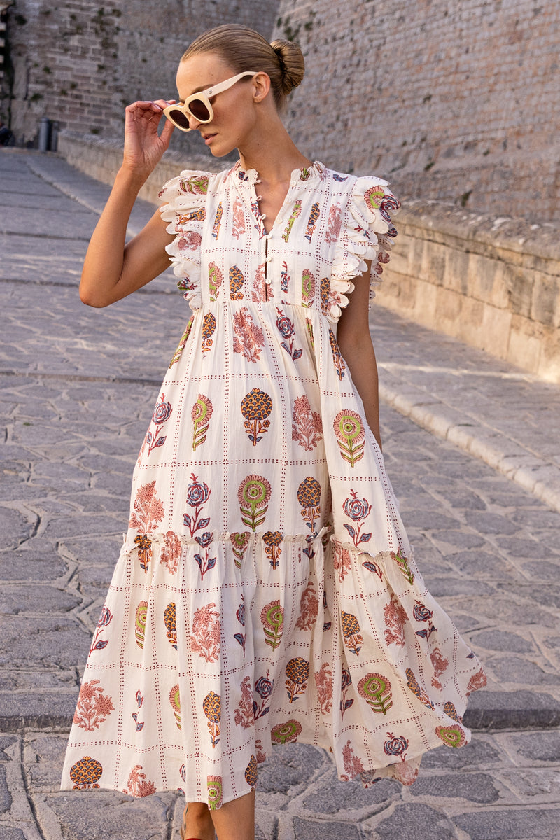 Scallop Pintuck Maxi- Taormina Cream