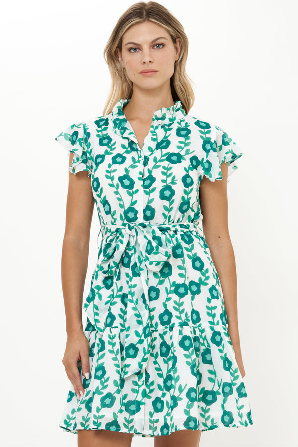 Ruffle Collar Button Mini- Toscana Green