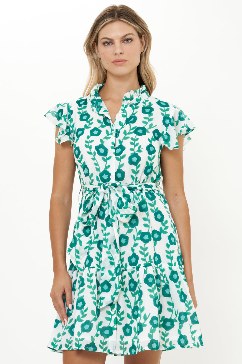 Ruffle Collar Button Mini- Toscana Green