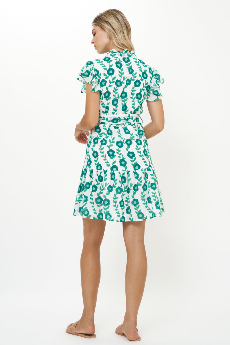 Ruffle Collar Button Mini- Toscana Green