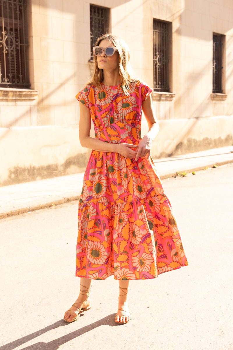 Cap Sleeve Midi- Umbria Pink