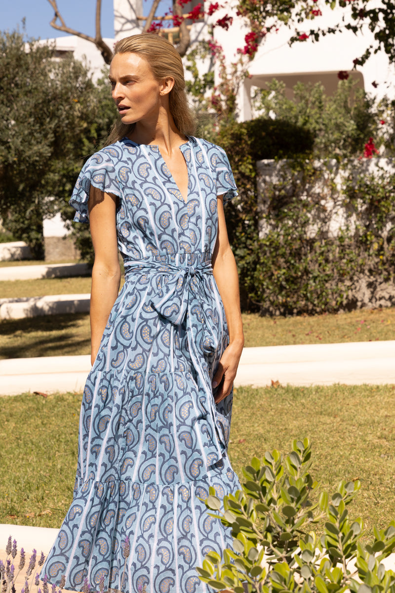 V-Neck Maxi- Goa Blue