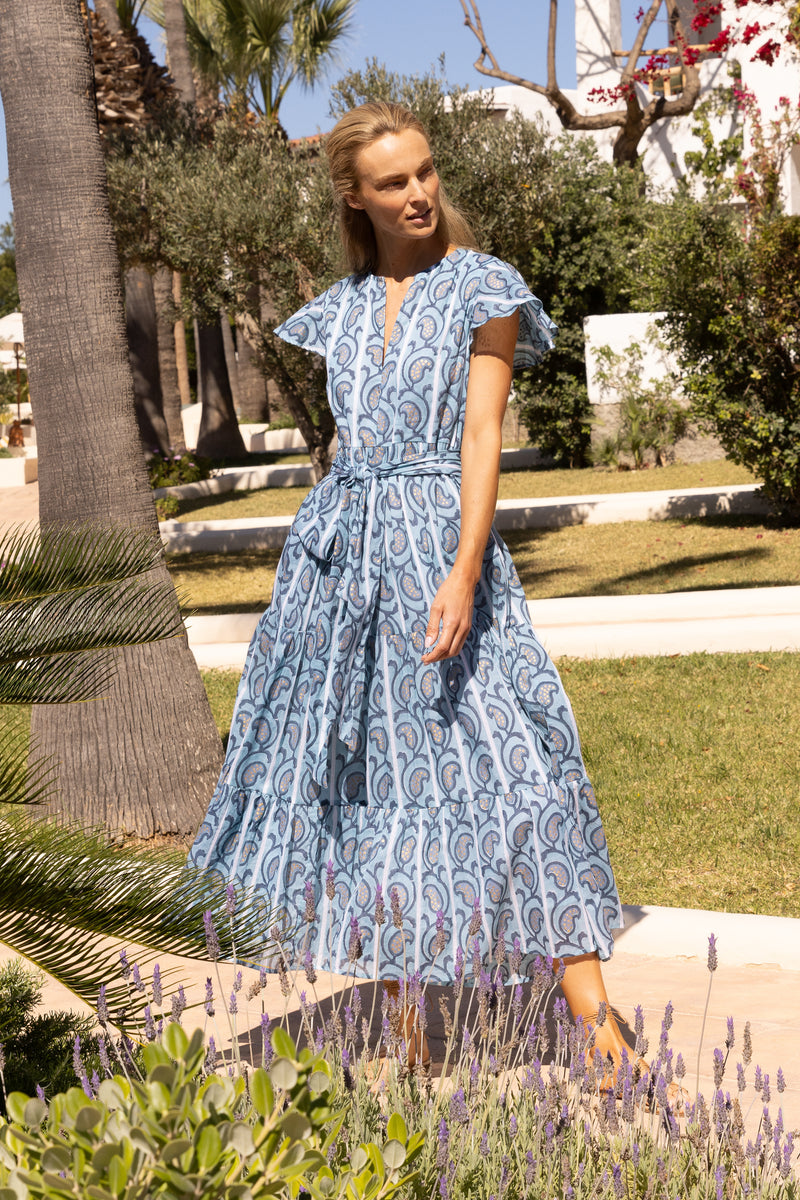 V-Neck Maxi- Goa Blue