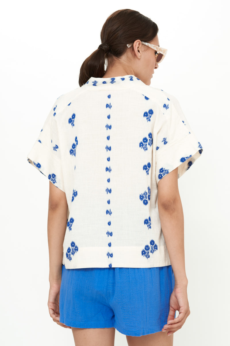 V-Neck Top- Wicklow Blue